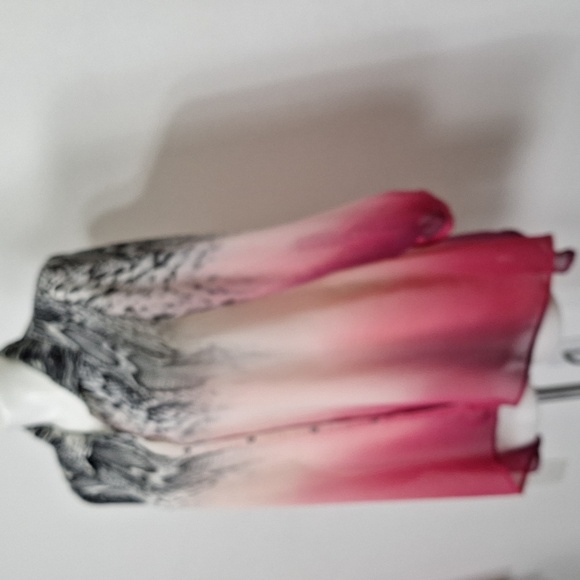 NY Collection Pink Black Mobwife Bohemian Animal Print Ombre Blouse Size XL - Picture 5 of 12